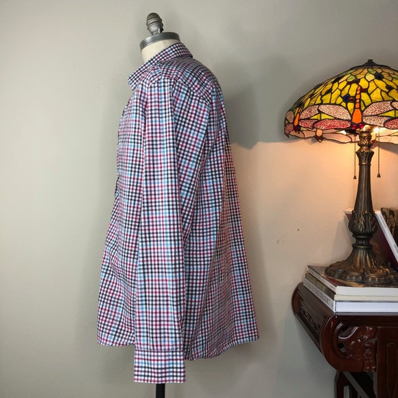 Carven Button Down Gridded Plaid Shirt Mens Contra - Picture 3 of 5